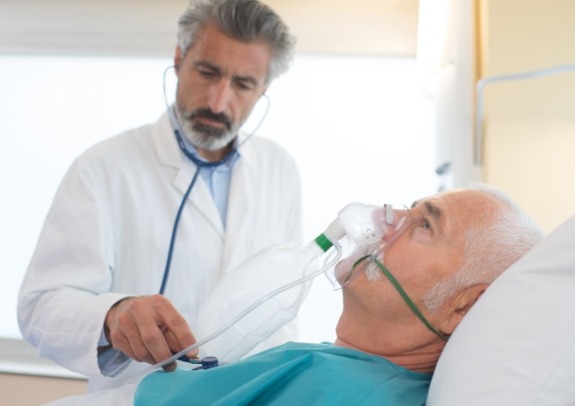 Patient receiving CPAP sleep apnea treatment