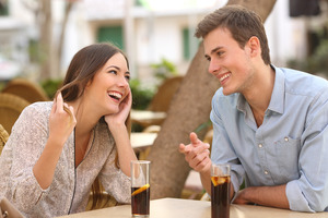 People smiling on a date