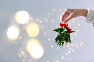 Hand holding mistletoe.
