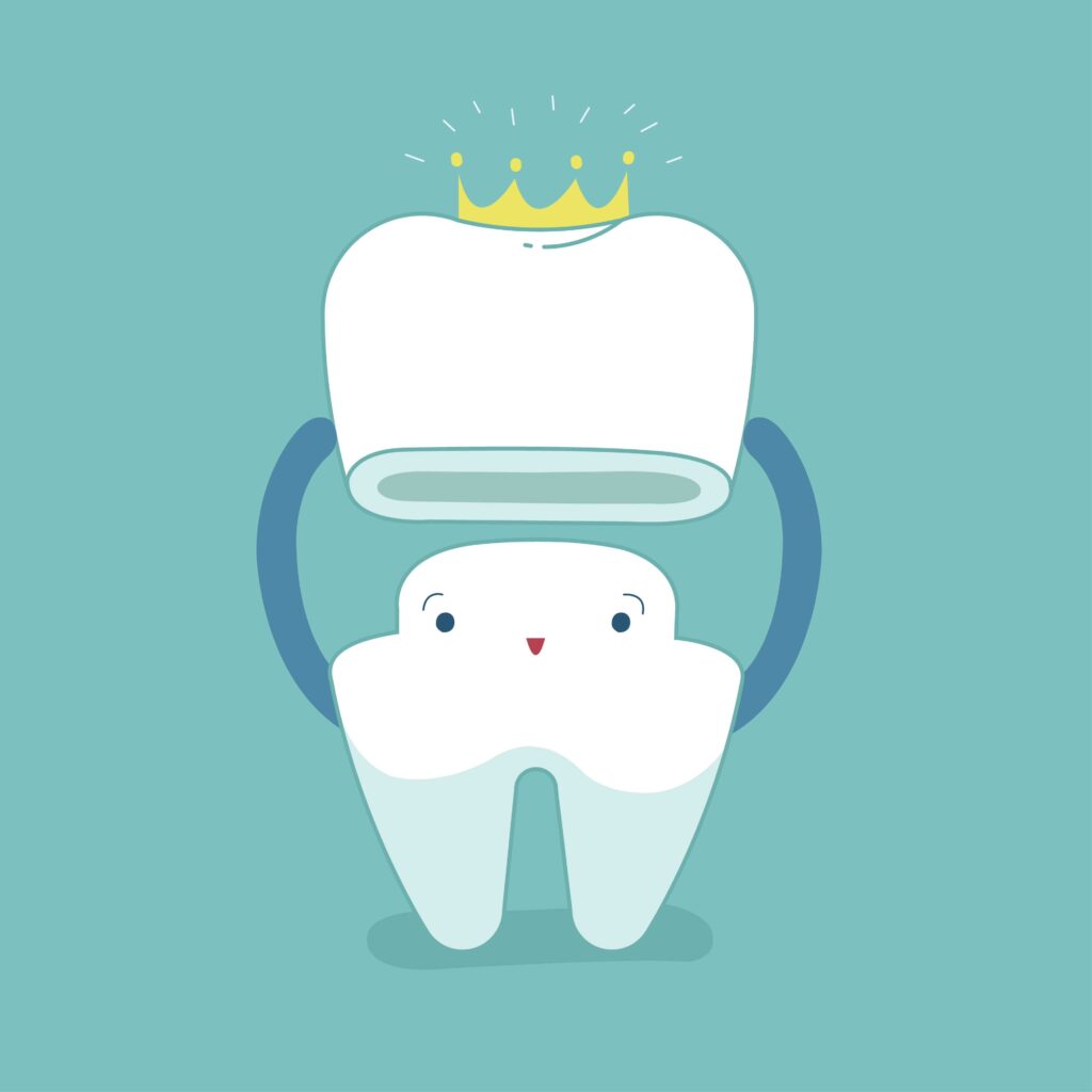 Tooth putting on a crown